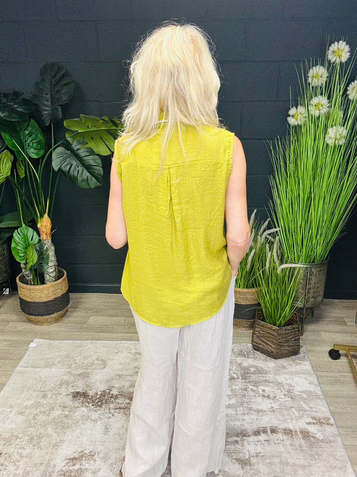 Palm Tree Blouse Lime