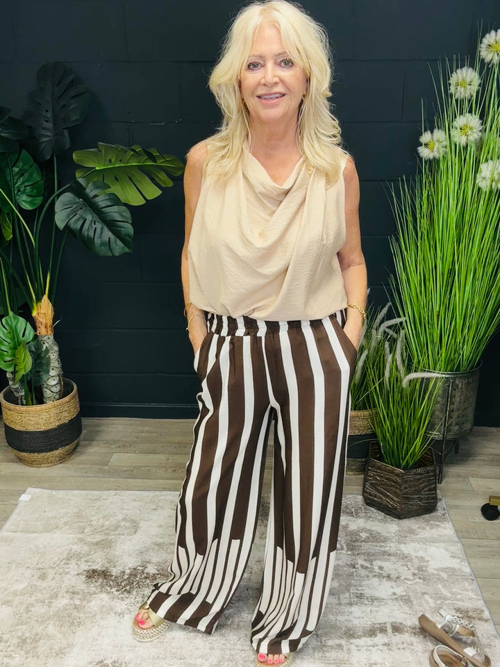 Stripe Chocolate & Cream Trousers