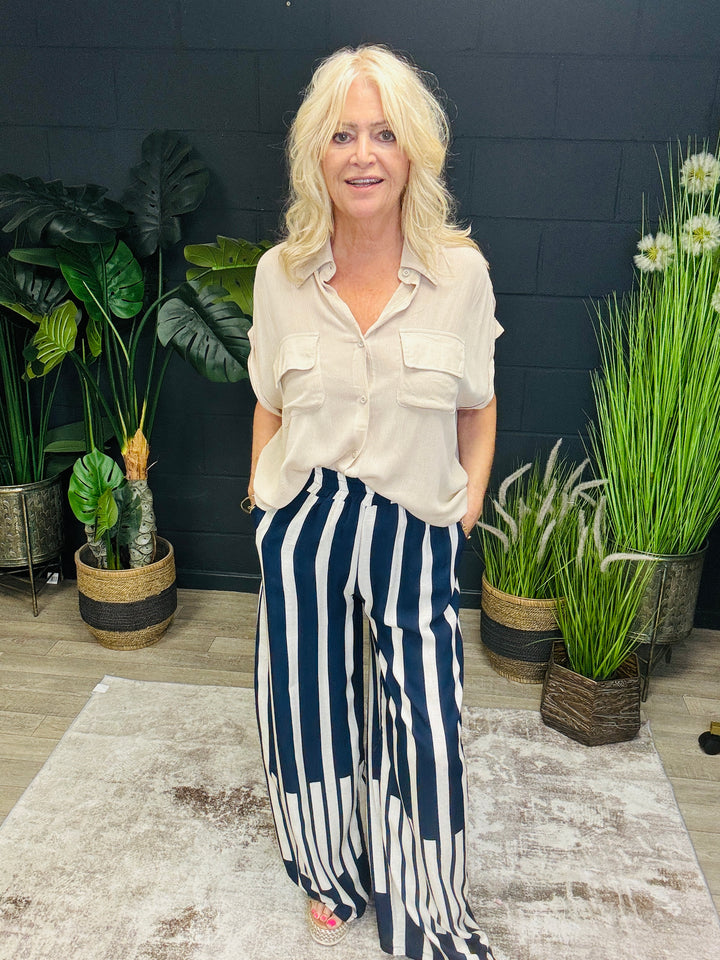 Stripe Navy & Cream Trousers