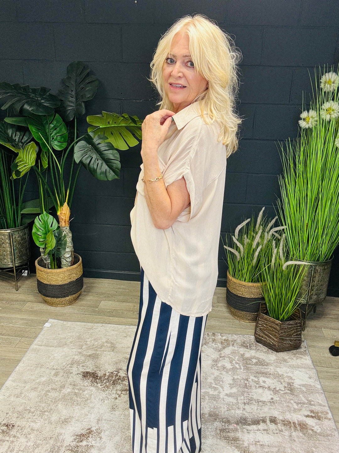 Stripe Navy & Cream Trousers