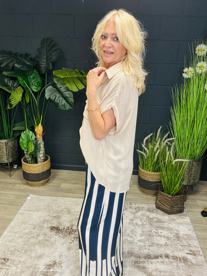 Stripe Navy & Cream Trousers