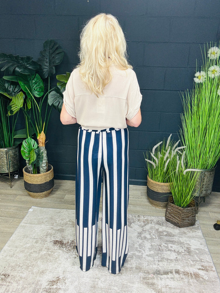 Stripe Navy & Cream Trousers