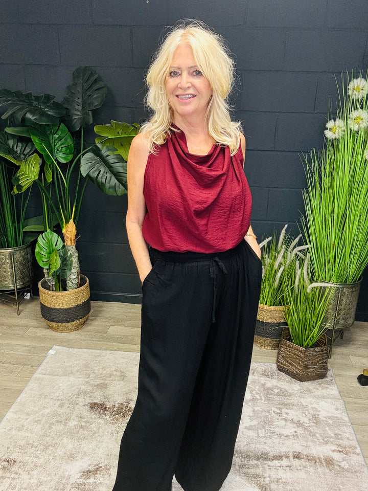 Drape Sleeveless Top Claret