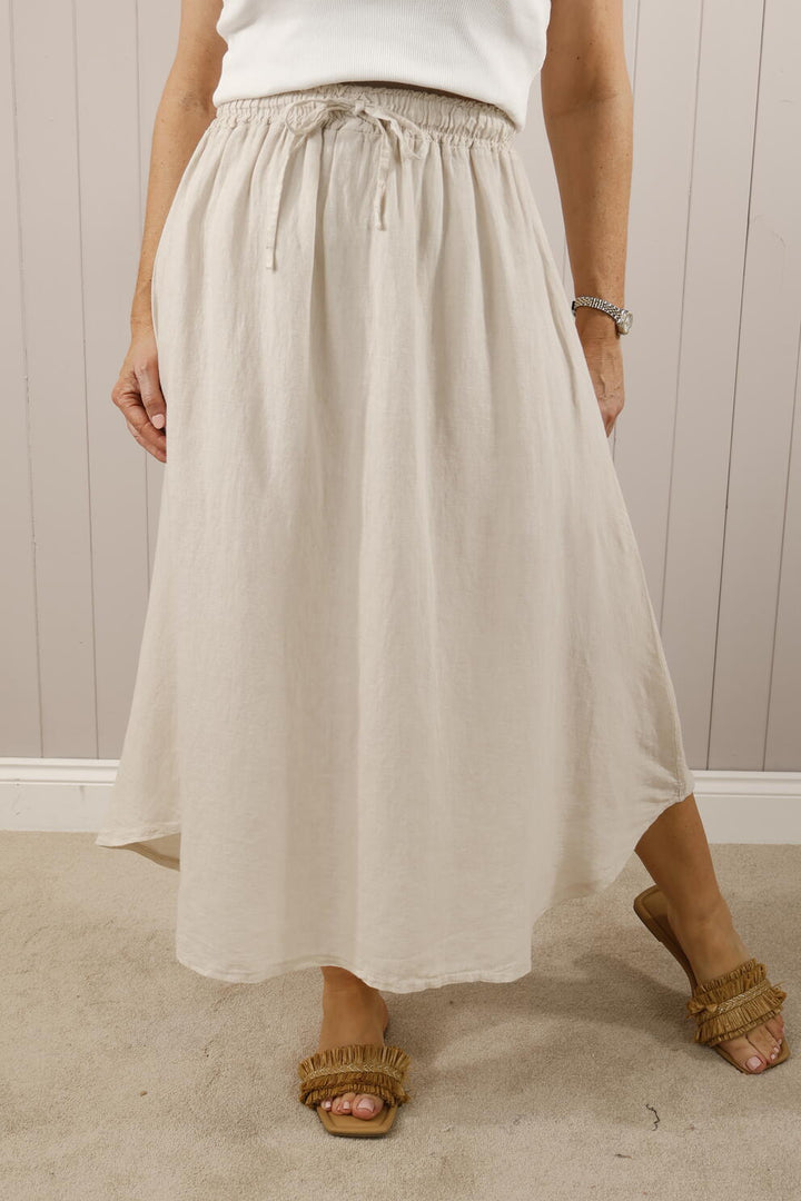 Fenella Linen Skirt Beige