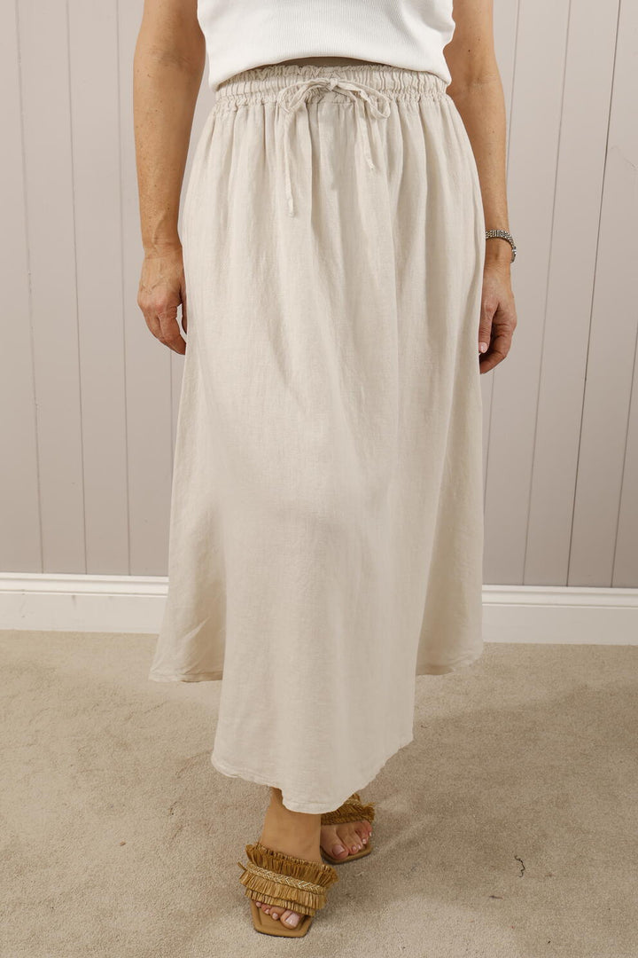 Fenella Linen Skirt Beige