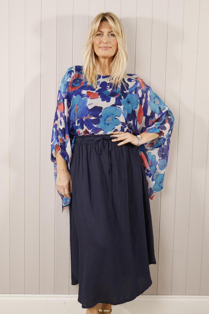 Fenella Linen Skirt Navy