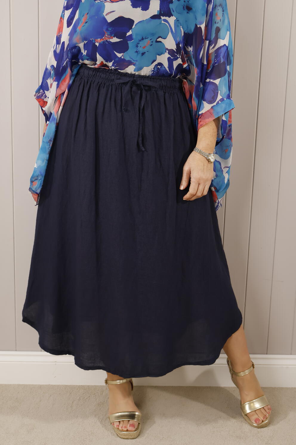 Fenella Linen Skirt Navy