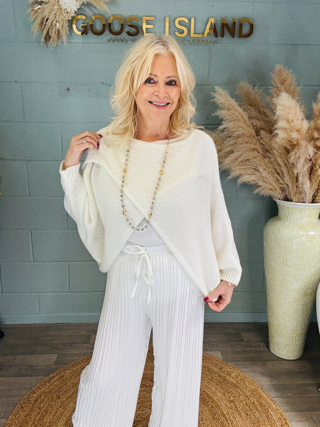 Polly Pleat Trousers White