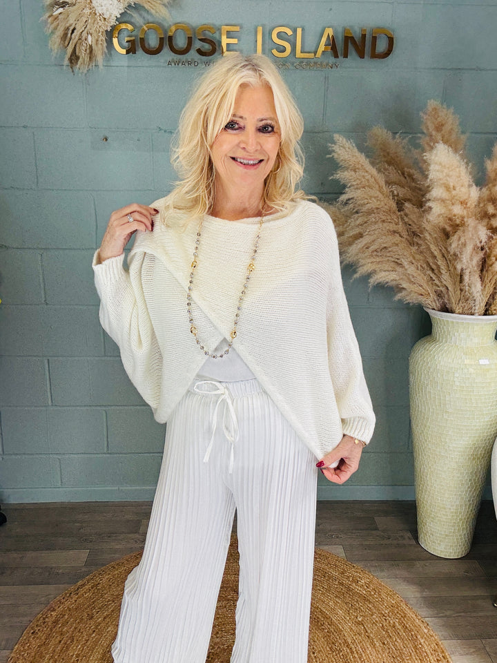 Polly Pleat Trousers White