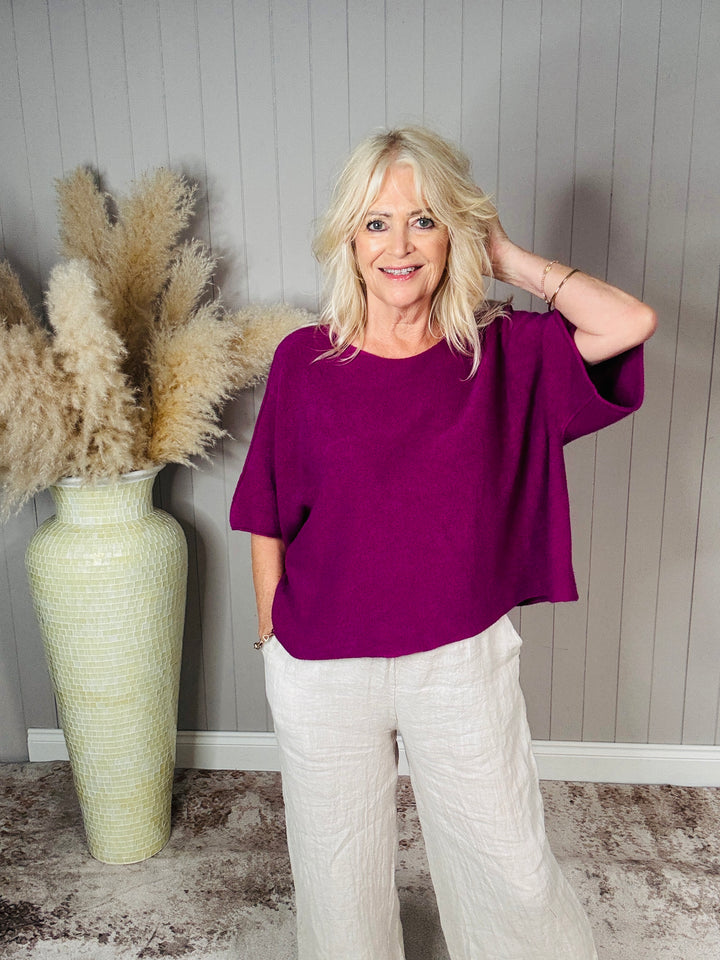 Anabelle Slouchy Top Magenta