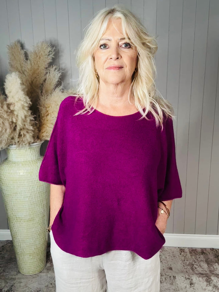 Anabelle Slouchy Top Magenta