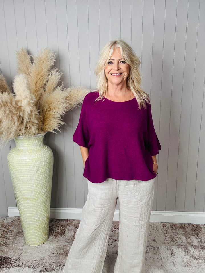 Anabelle Slouchy Top Magenta