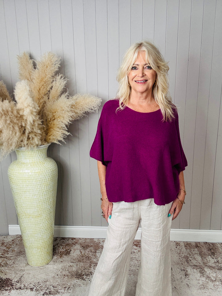 Anabelle Slouchy Top Magenta