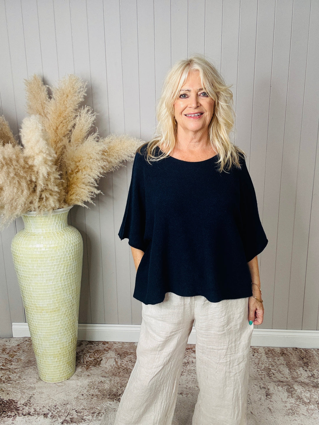 Anabelle Slouchy Top Navy