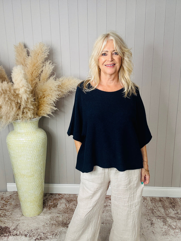 Anabelle Slouchy Top Navy