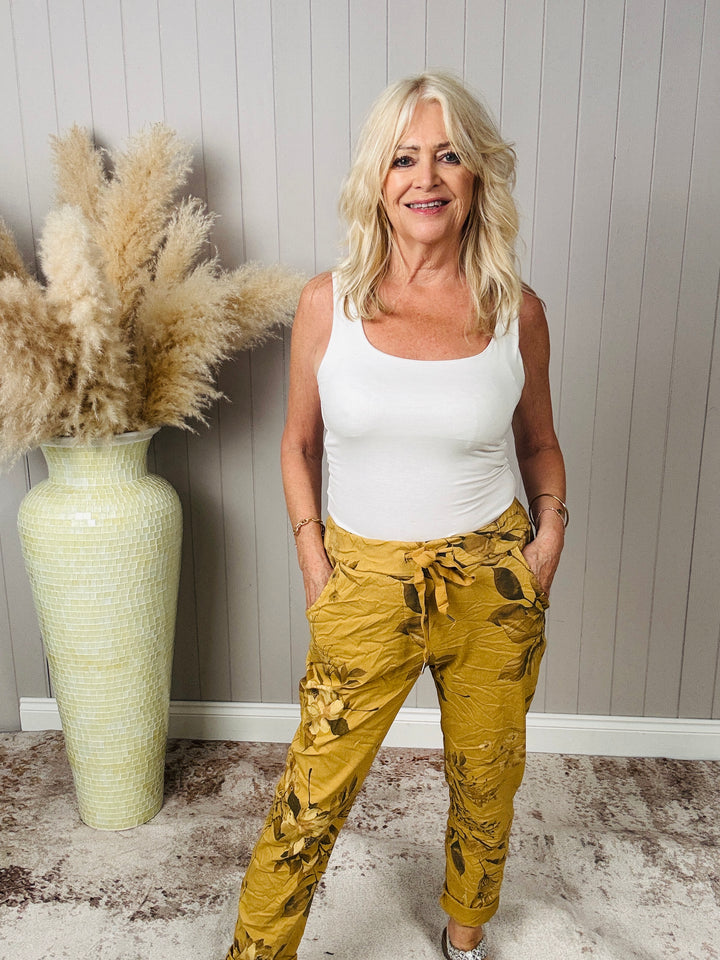 Floral Magic Pants Mustard