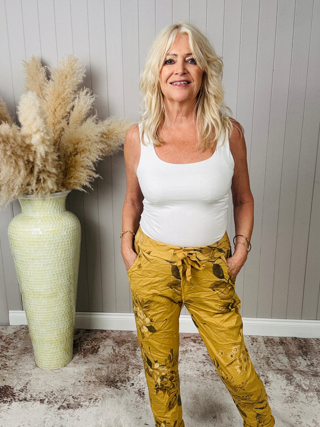 Floral Magic Pants Mustard