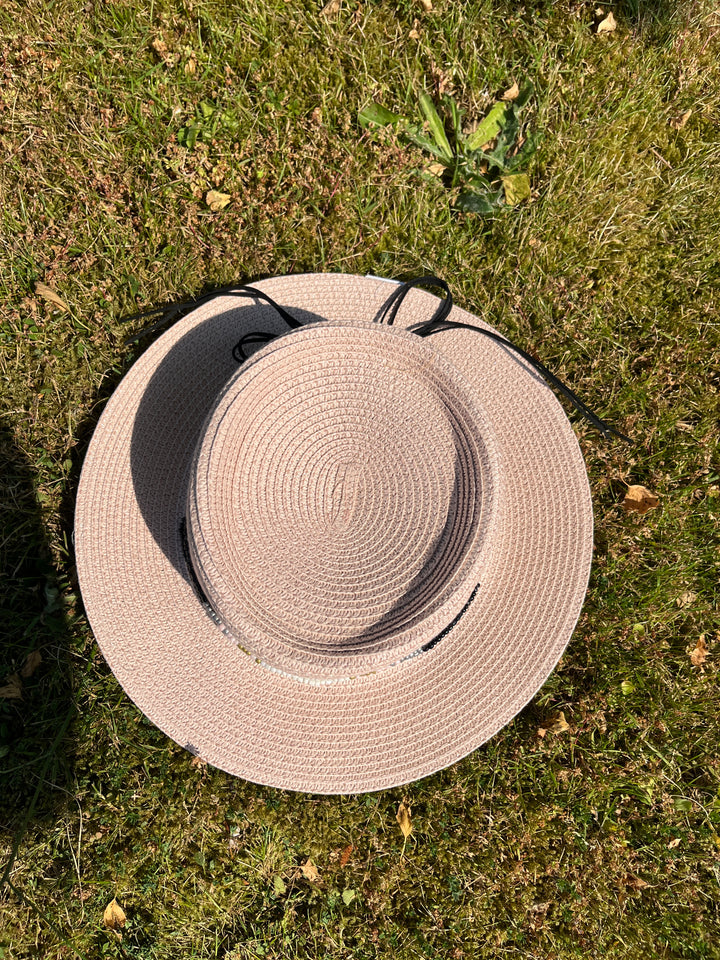Bella Beaded Straw Hat Light Pink