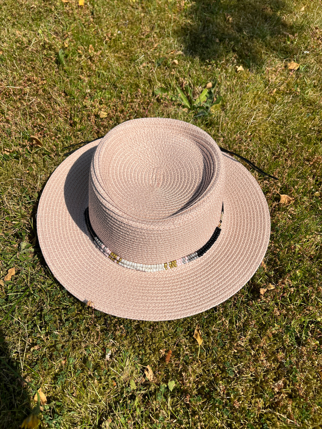 Bella Beaded Straw Hat Light Pink