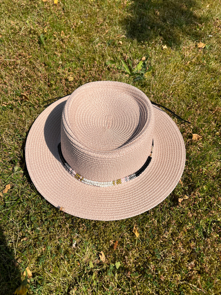 Bella Beaded Straw Hat Light Pink