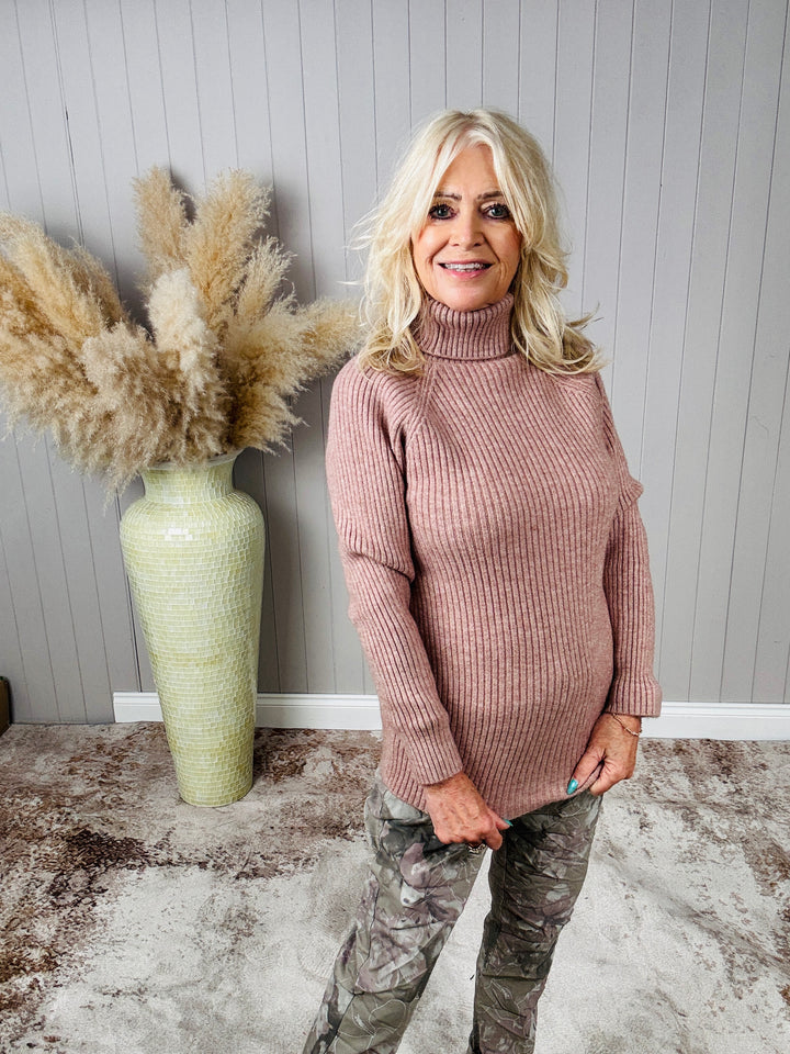 Polly Polo Neck Jumper Latte
