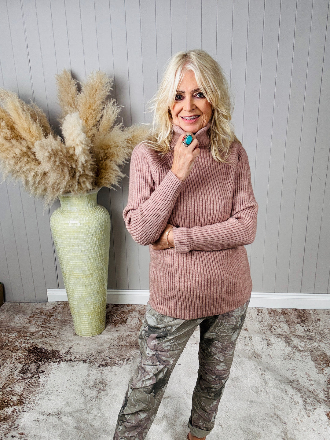 Polly Polo Neck Jumper Latte
