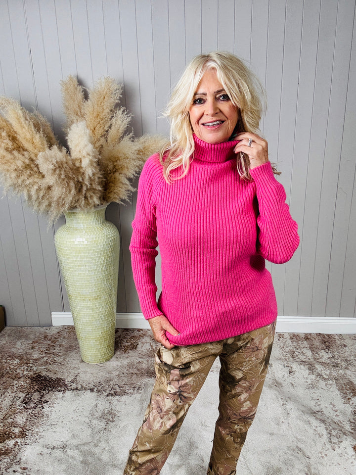 Polly Polo Neck Jumper Pink