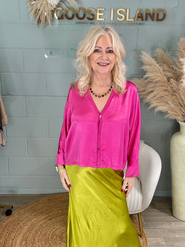 Orietta Silky Cardigan Fuchsia