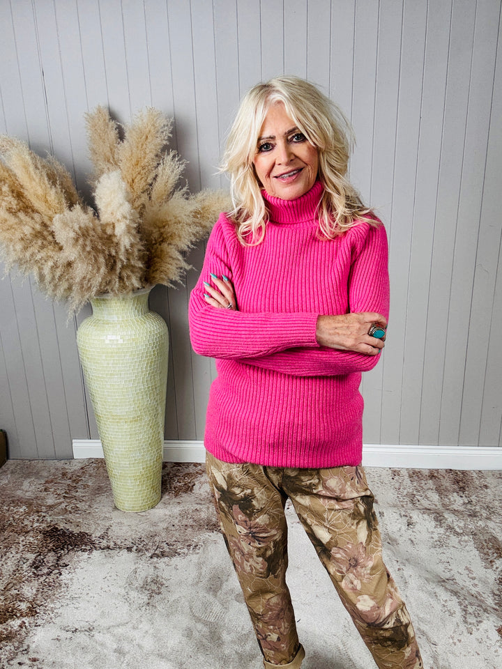 Polly Polo Neck Jumper Pink