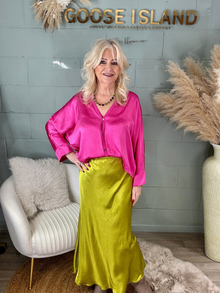 Orietta Silky Skirt Lime