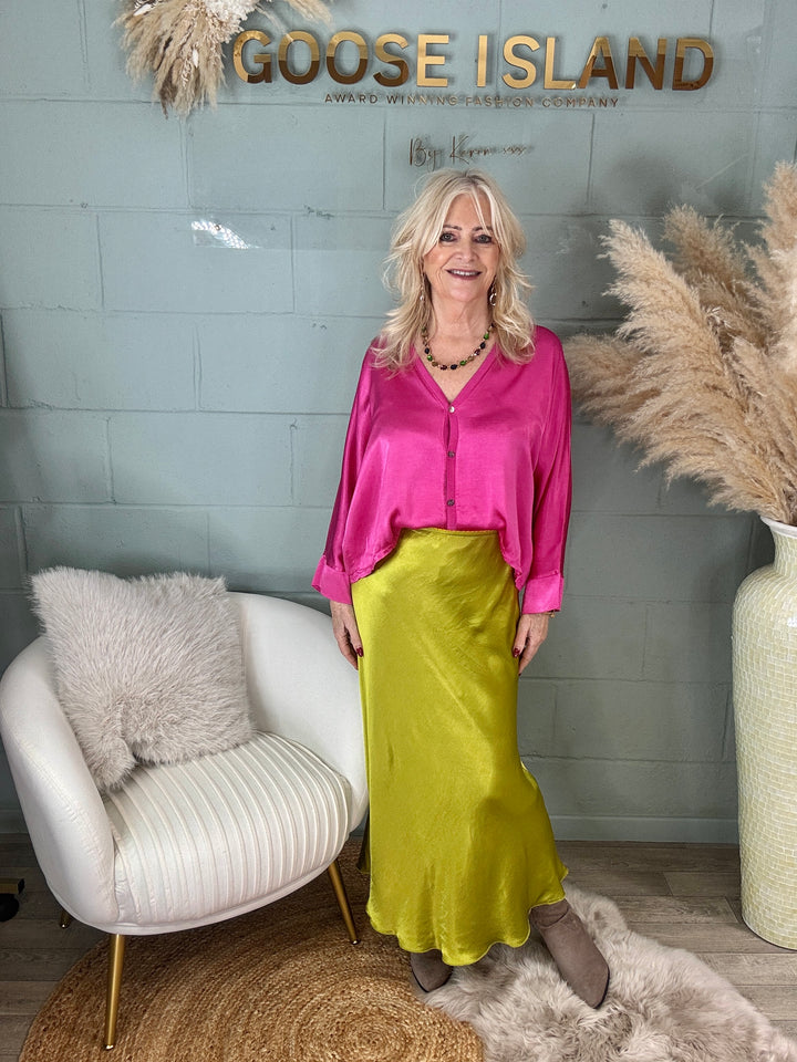 Orietta Silky Skirt Lime