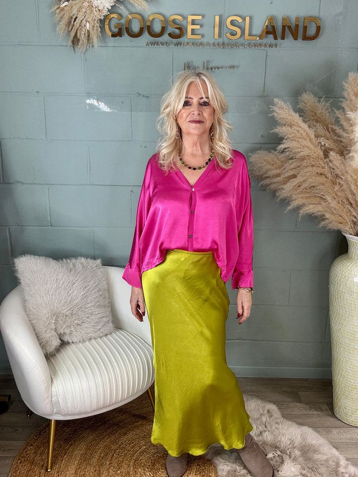 Orietta Silky Skirt Lime