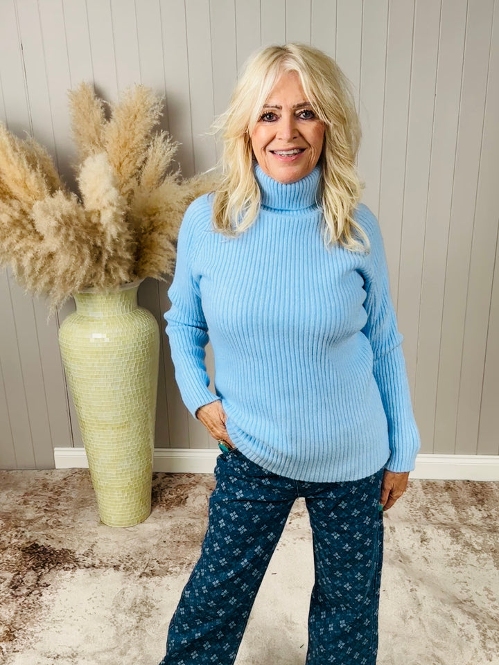 Polly Polo Neck Jumper Blue