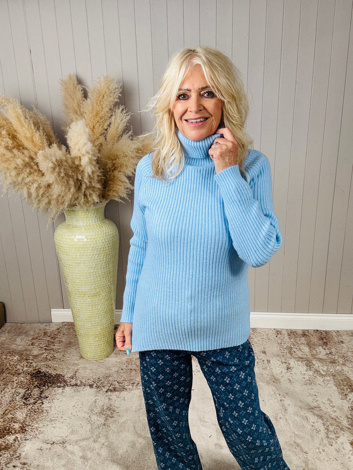 Polly Polo Neck Jumper Blue