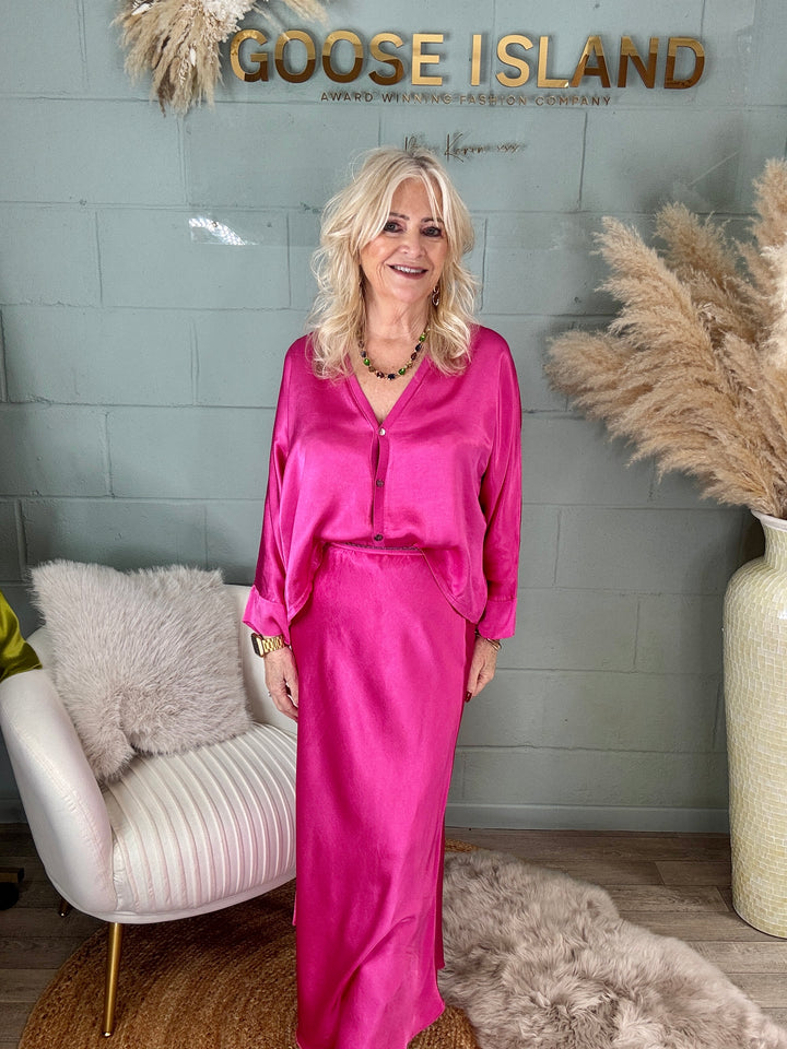 Orietta Silky Skirt Fuchsia