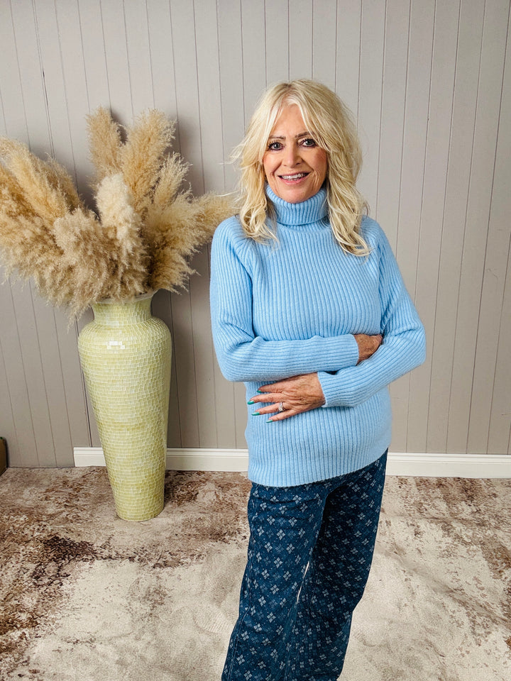 Polly Polo Neck Jumper Blue
