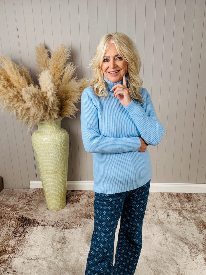 Polly Polo Neck Jumper Blue