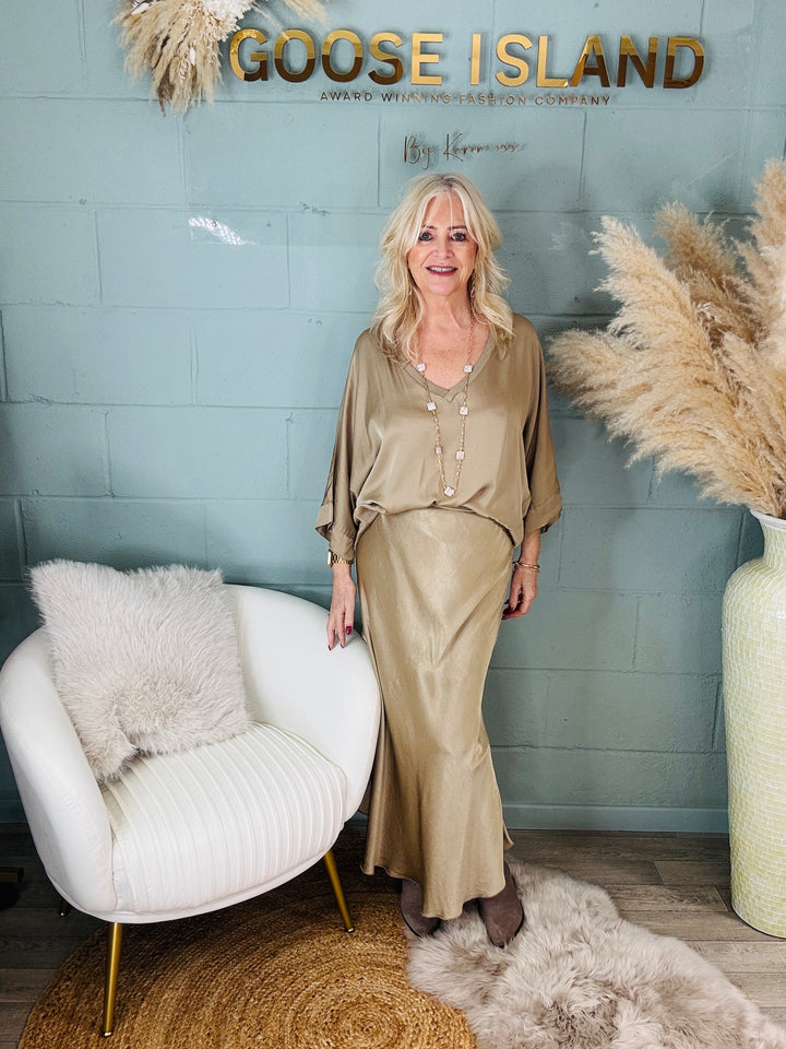 Orietta Silky Skirt Champagne