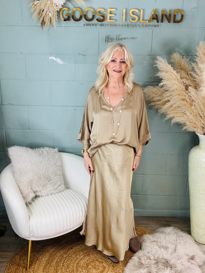 Orietta Silky Skirt Champagne