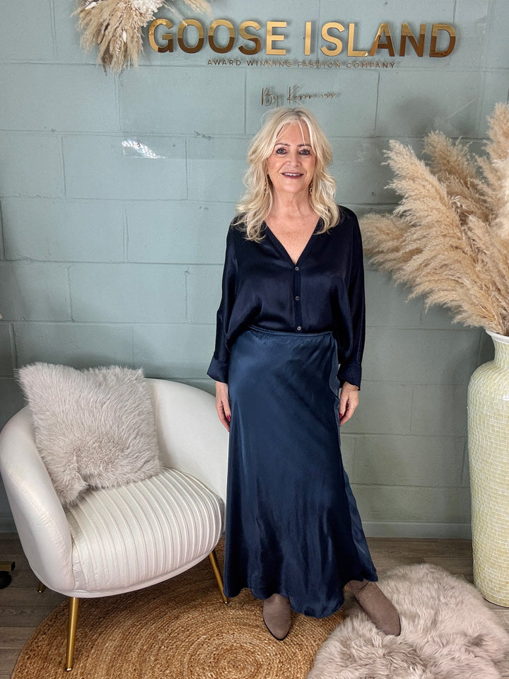 Orietta Silky Skirt Navy