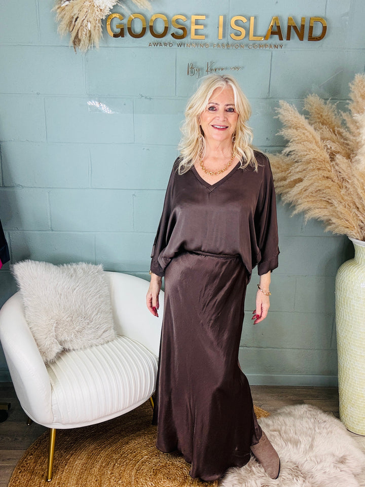 Orietta Silky Skirt Chocolate