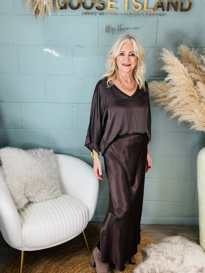 Orietta Silky Skirt Chocolate