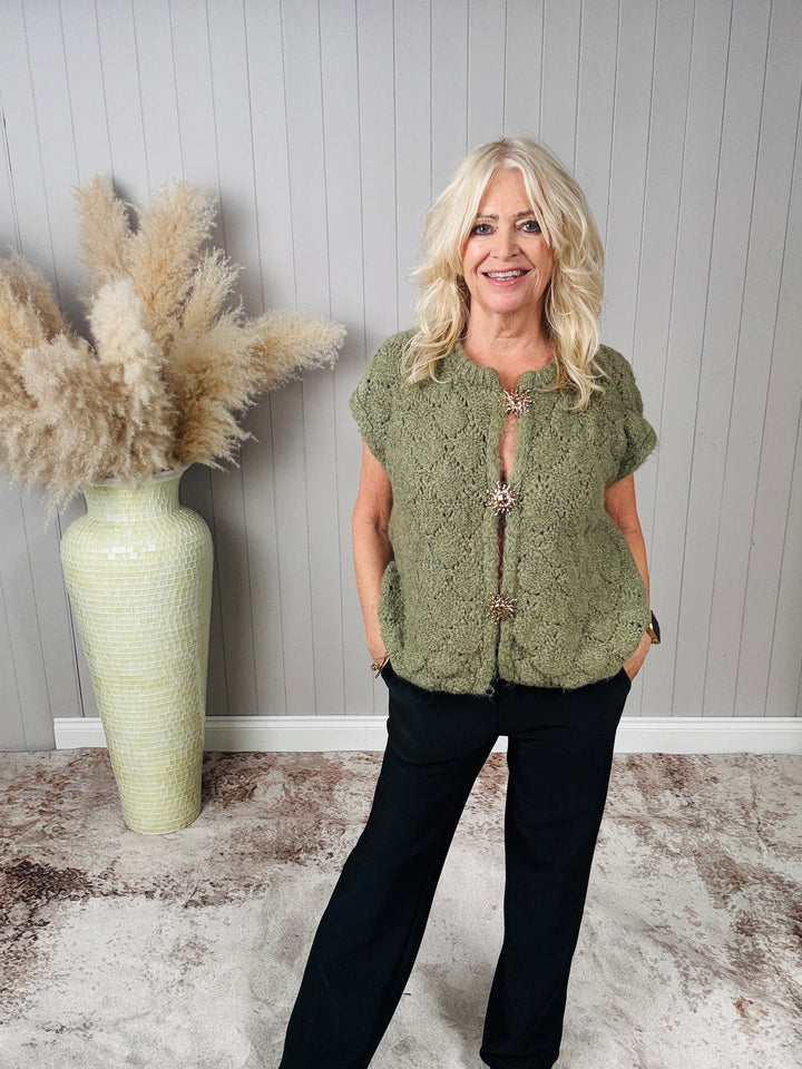 Sunbeam Sleeveless Cardigan Sage