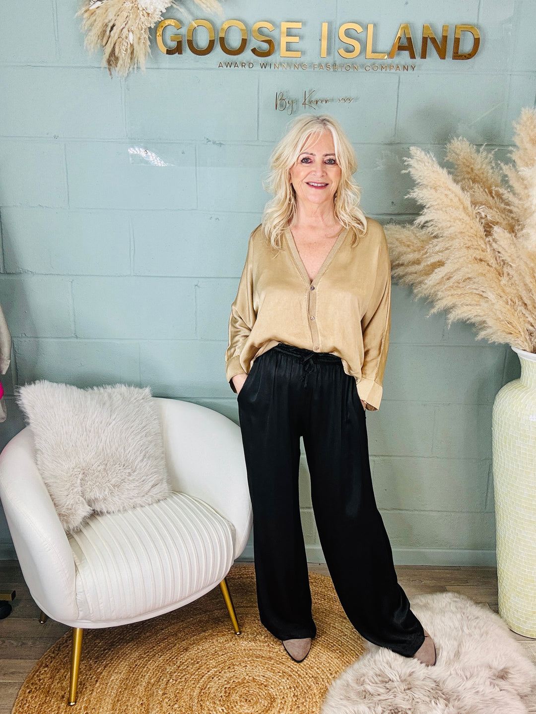 Orietta Silky Trousers Black