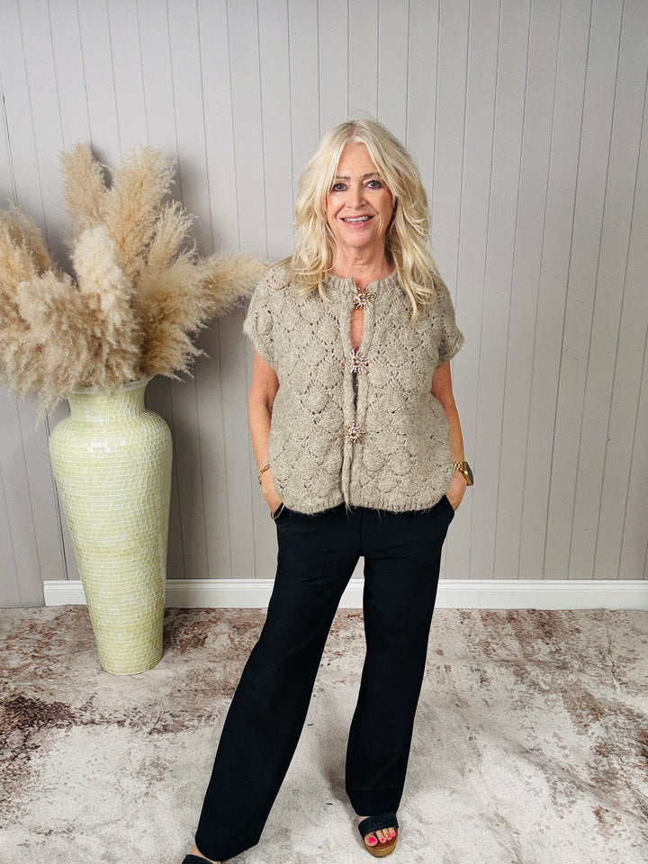 Sunbeam Sleeveless Cardigan Beige