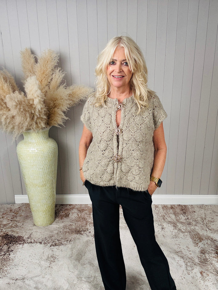 Sunbeam Sleeveless Cardigan Beige