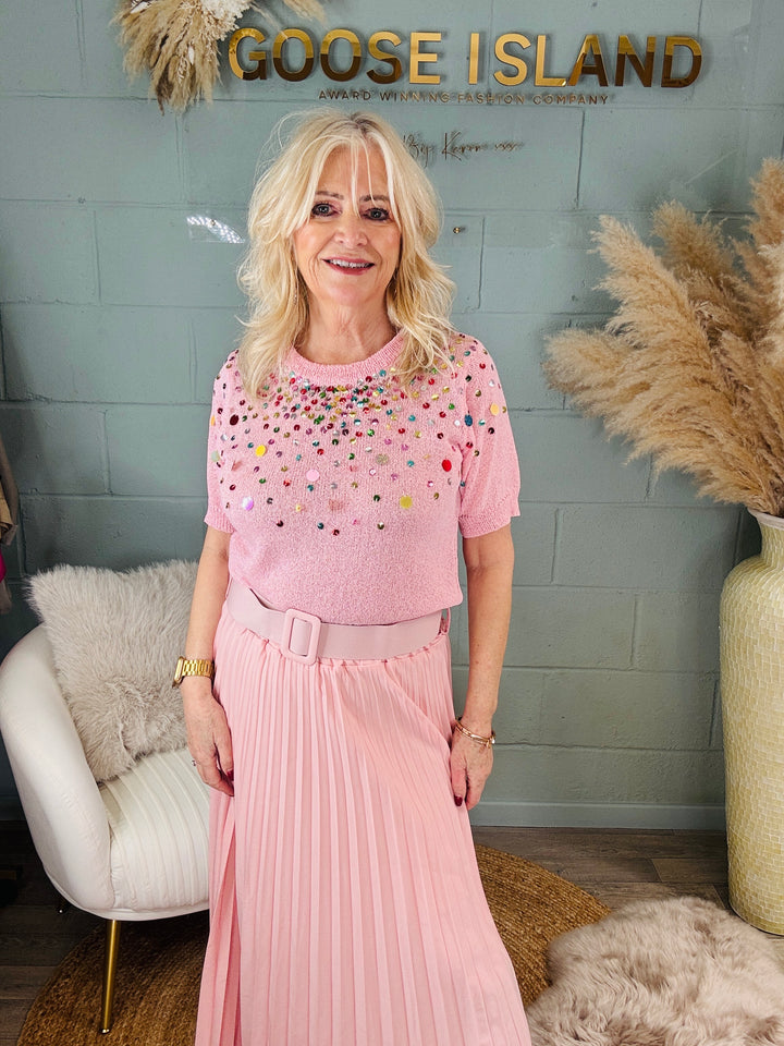Sabine Sequin confetti Top Pink