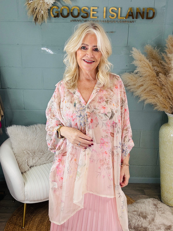 Nicoletta Oversized Floral Shirt Cream