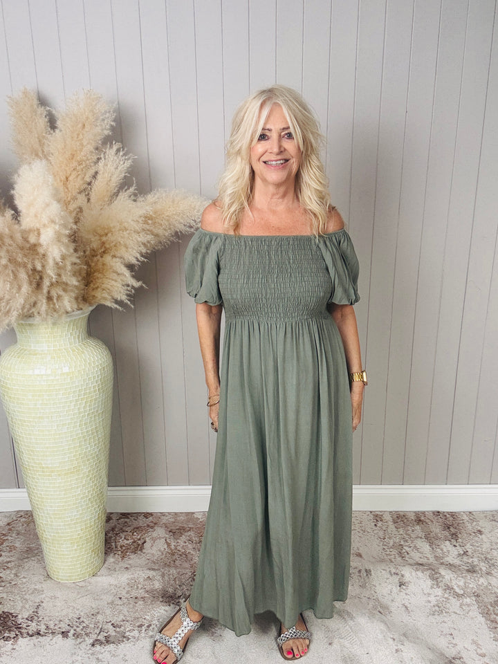 Angie Midaxi Dress Khaki
