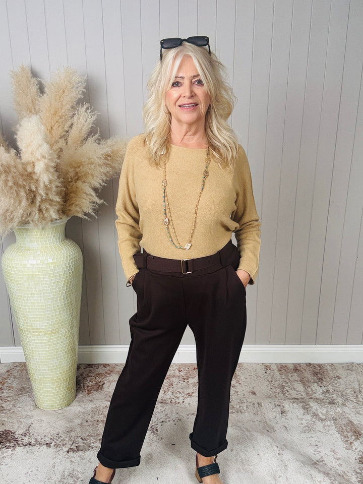 Bella Belted Magic Trousers Brown